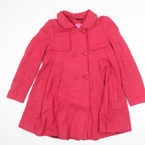 Monsoon Womens Pink Overcoat Coat Size 8 Button - Flare Bottom