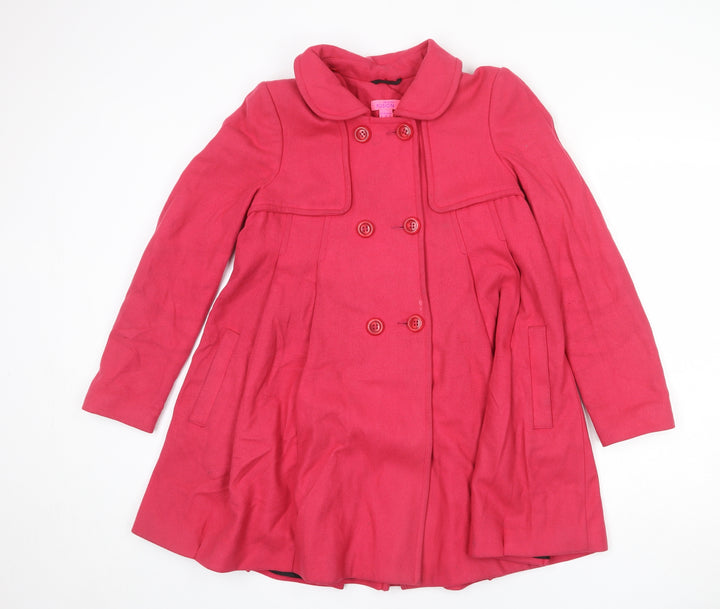 Monsoon Womens Pink Overcoat Coat Size 8 Button - Flare Bottom