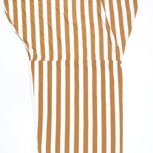 Zara Womens Brown Striped Polyester Sheath Size S V-Neck Pullover