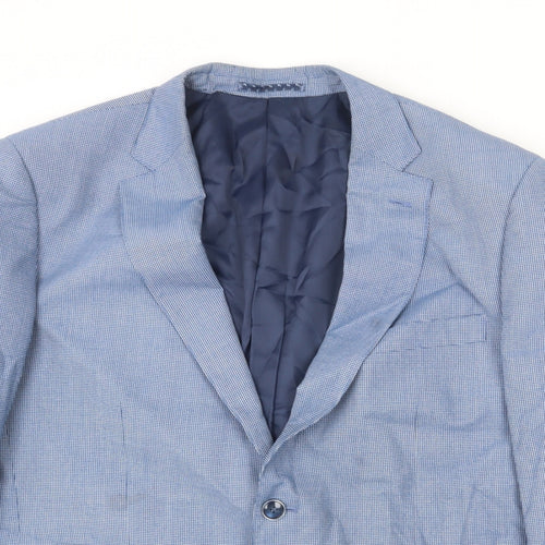 Skopes Mens Blue Geometric Polyester Jacket Blazer Size 44 Regular