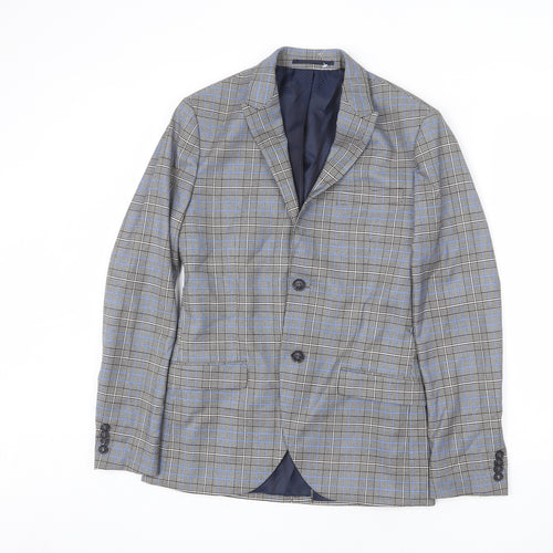 Topman Mens Multicoloured Plaid Polyester Jacket Blazer Size 34 Regular