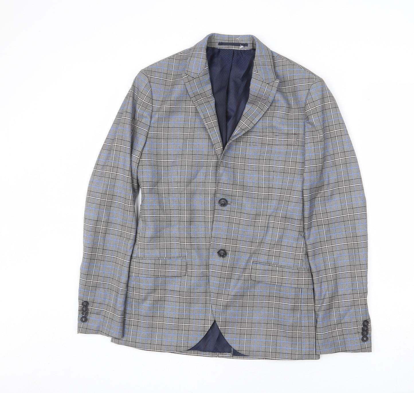 Topman Mens Multicoloured Plaid Polyester Jacket Blazer Size 34 Regular