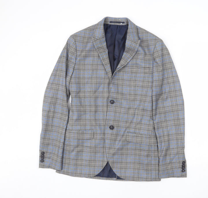 Topman Mens Multicoloured Plaid Polyester Jacket Blazer Size 34 Regular