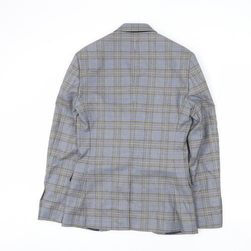 Topman Mens Multicoloured Plaid Polyester Jacket Blazer Size 34 Regular