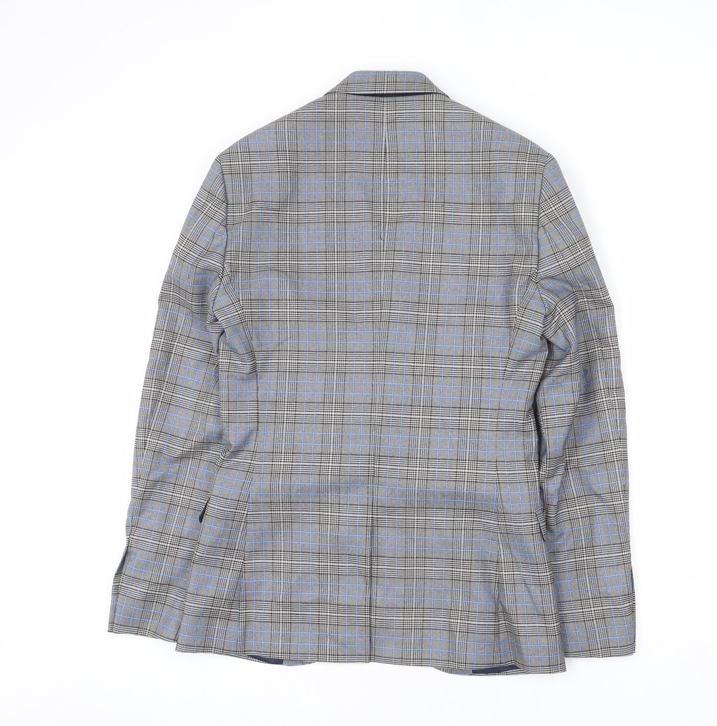 Topman Mens Multicoloured Plaid Polyester Jacket Blazer Size 34 Regular