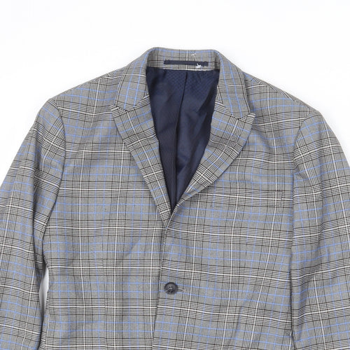 Topman Mens Multicoloured Plaid Polyester Jacket Blazer Size 34 Regular
