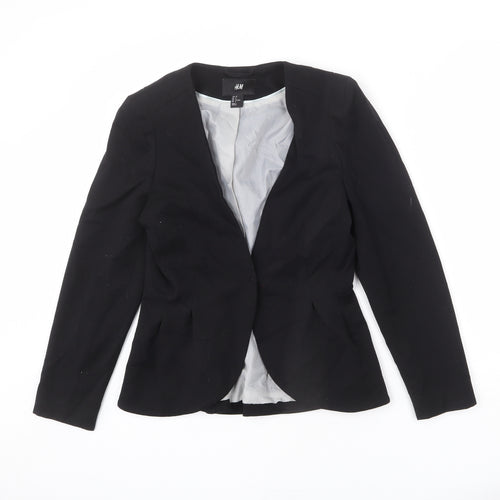 H&M Womens Black Polyester Jacket Blazer Size 12 - Pleated