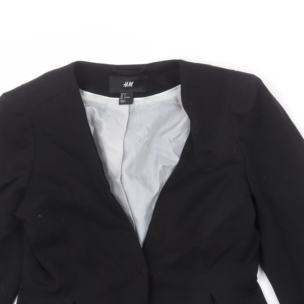 H&M Womens Black Polyester Jacket Blazer Size 12 - Pleated