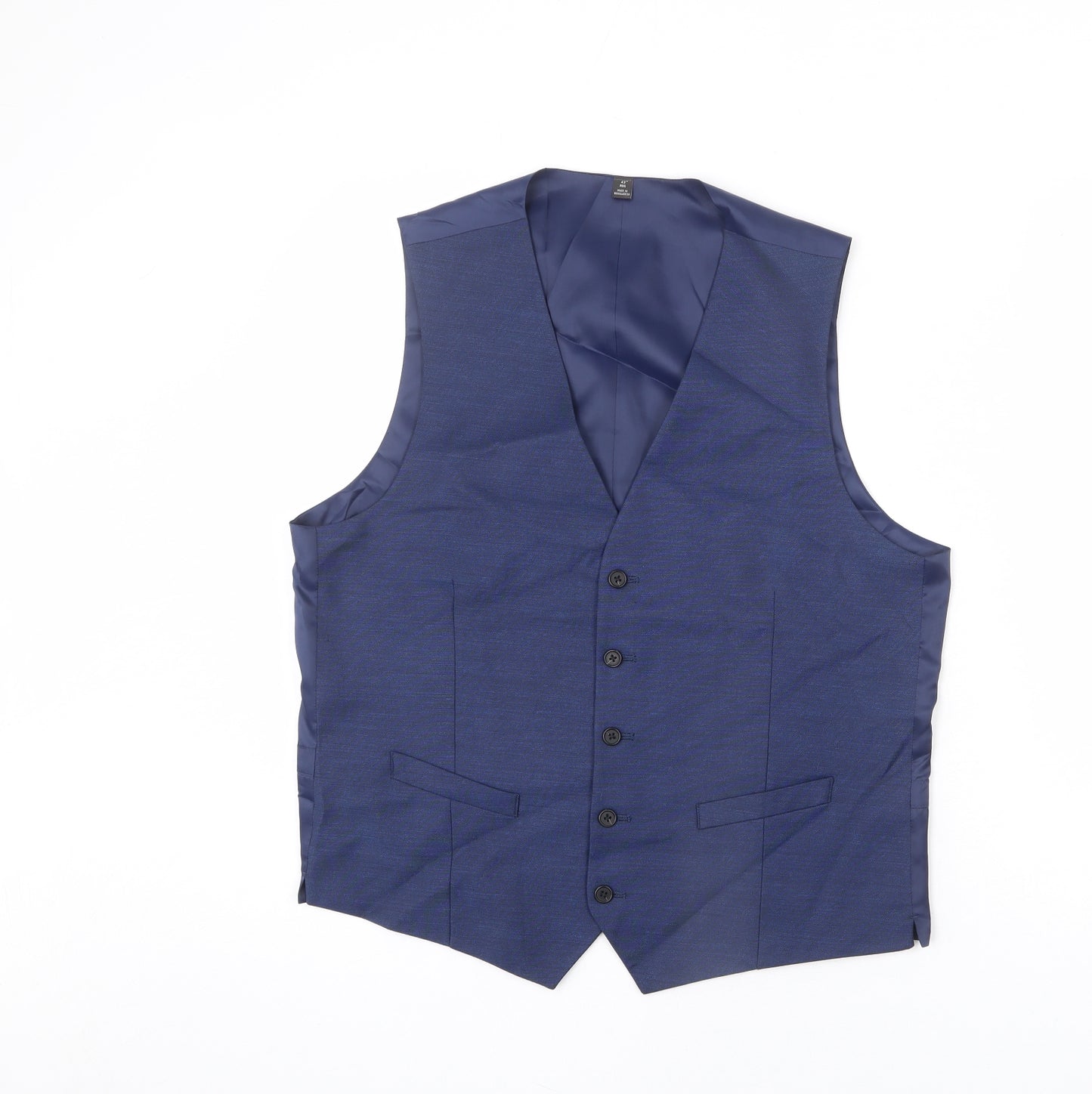 Marks and Spencer Mens Blue Polyester Jacket Suit Waistcoat Size 42 Regular