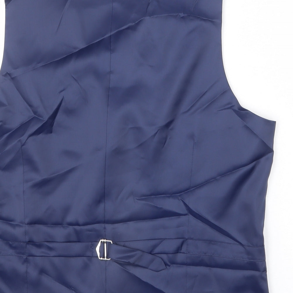 Marks and Spencer Mens Blue Polyester Jacket Suit Waistcoat Size 42 Regular