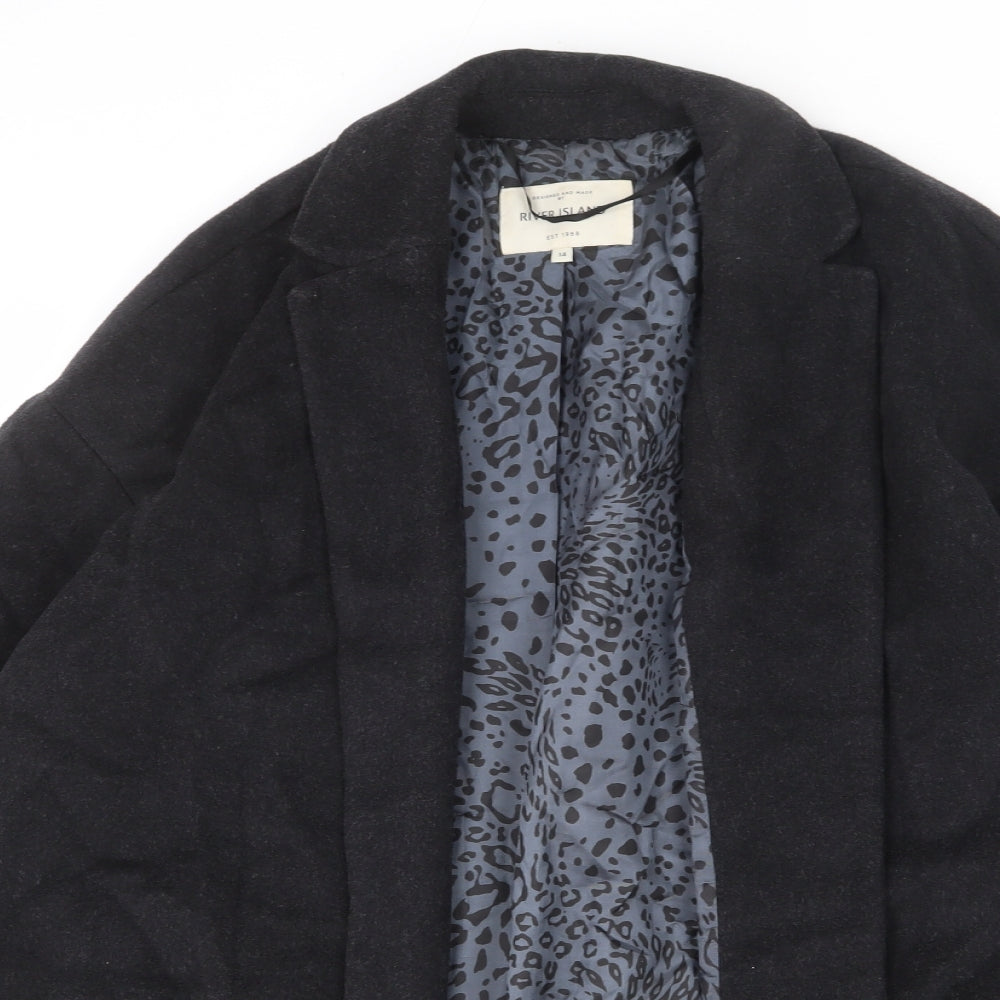 River Island Womens Grey Overcoat Coat Size 14