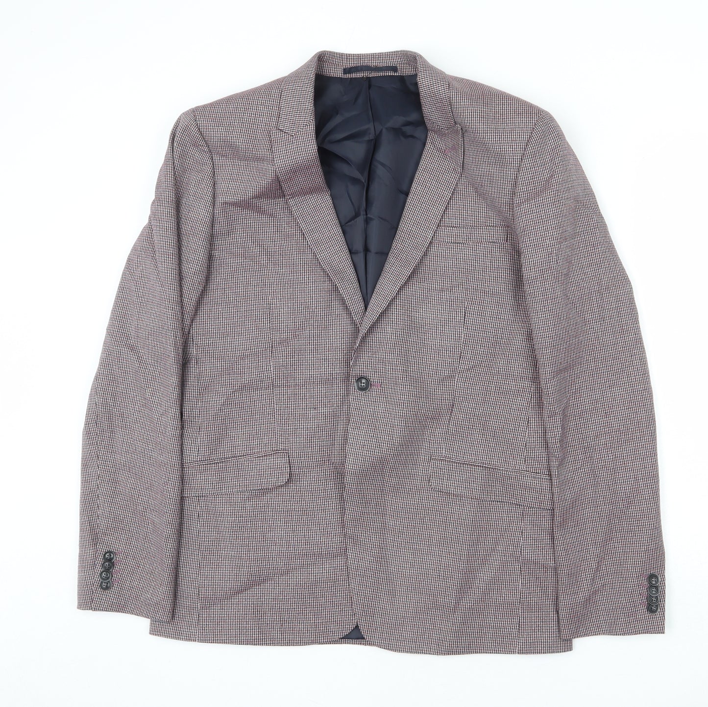 Topman Mens Multicoloured Houndstooth Polyester Jacket Blazer Size 42 Regular