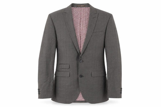 Front view of Next men’s grey polyester jacket blazer, size 36, regular