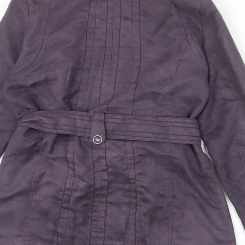 Klass Womens Purple Jacket Coat Size 12 Zip - Belted