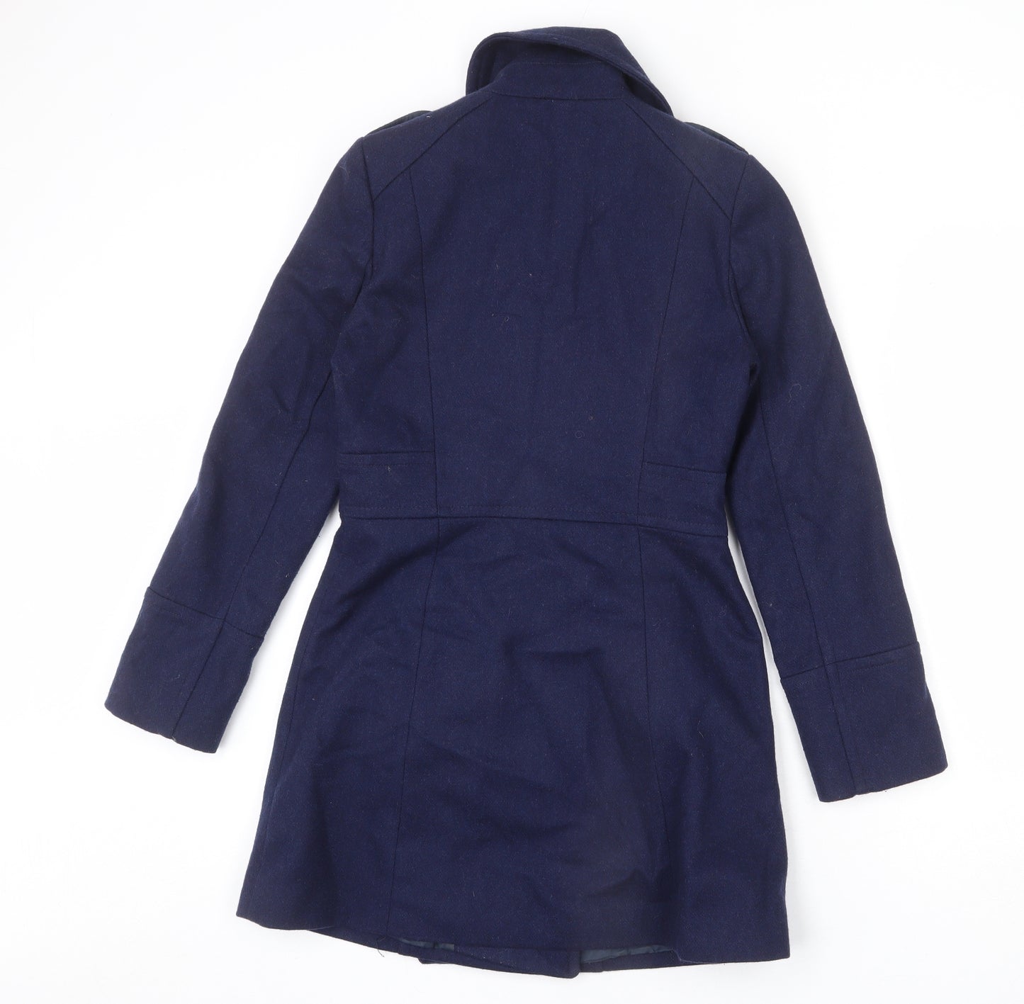 Oasis Womens Blue Overcoat Coat Size XS Button