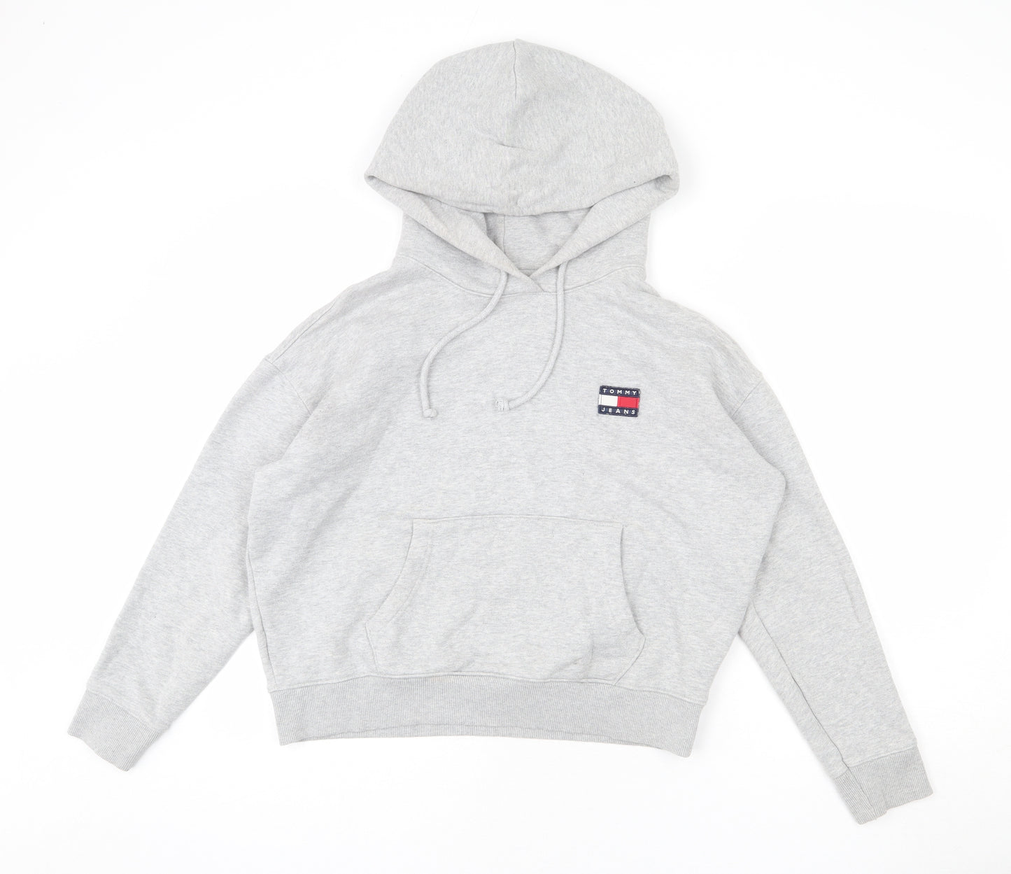 Tommy Hilfiger Womens Grey Cotton Pullover Hoodie Size S Pullover - Cropped