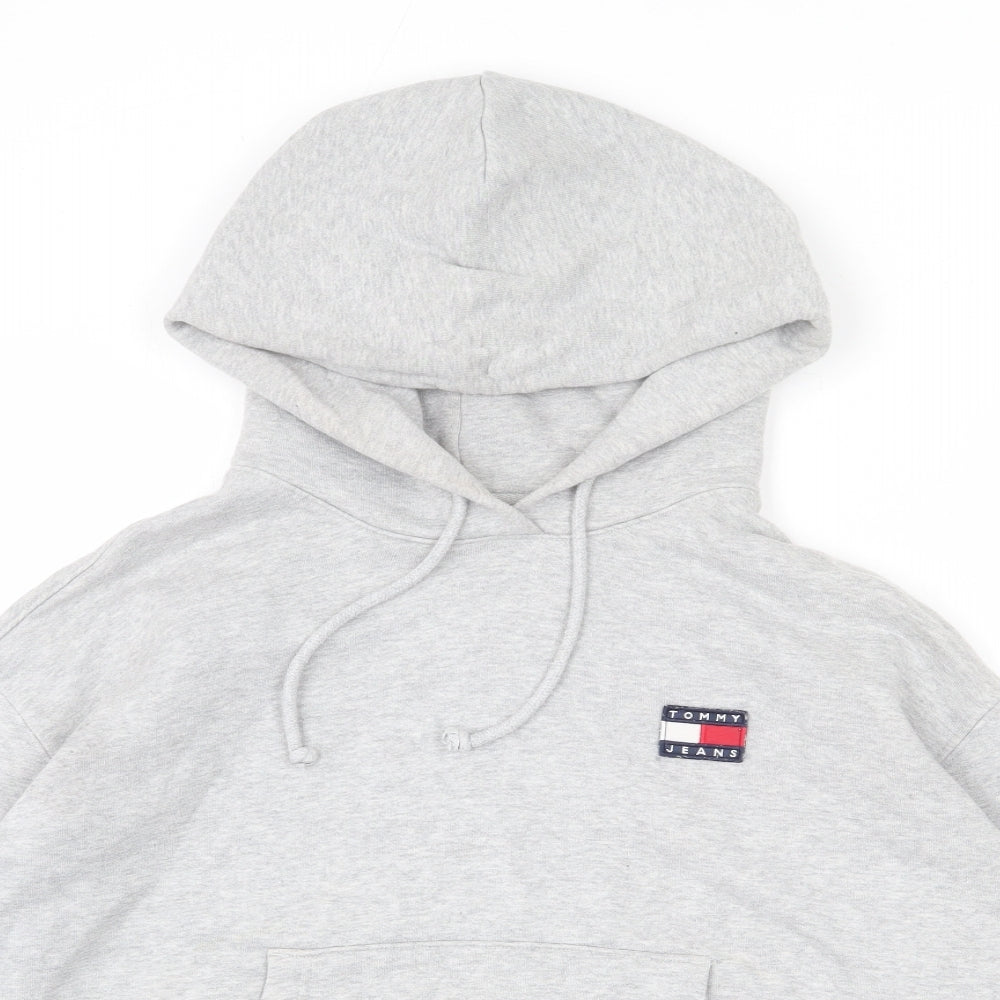 Tommy Hilfiger Womens Grey Cotton Pullover Hoodie Size S Pullover - Cropped
