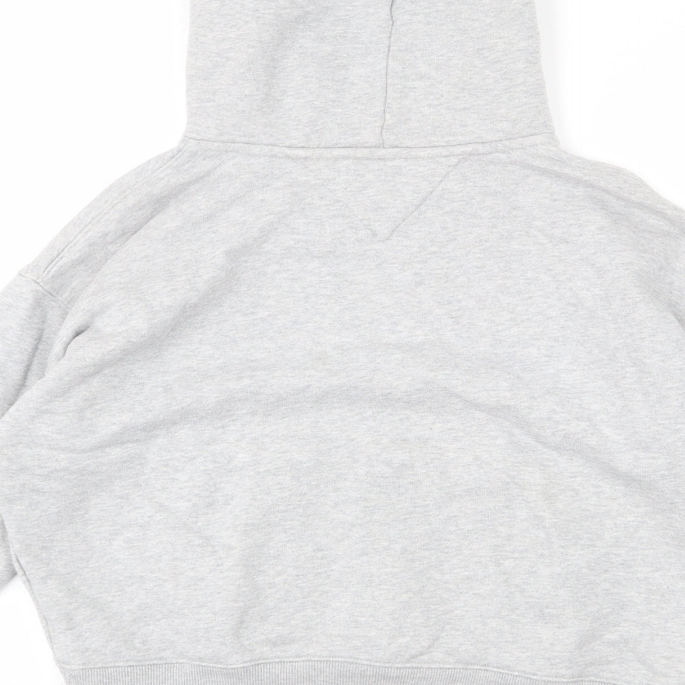 Tommy Hilfiger Womens Grey Cotton Pullover Hoodie Size S Pullover - Cropped
