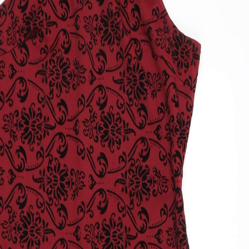 AX Paris Womens Red Geometric Polyester Bodycon Size 12 Round Neck Zip