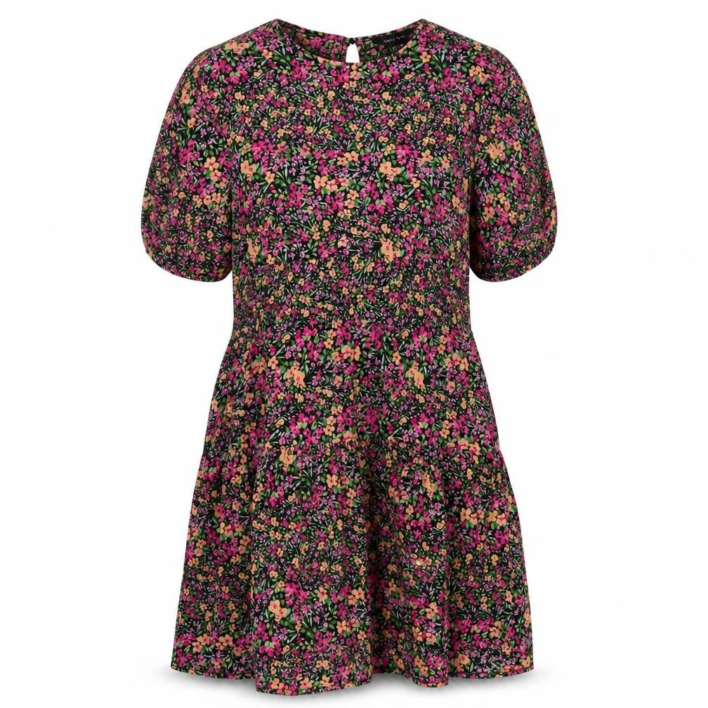 New Look Womens Multicoloured Floral Viscose A-Line Size 8 Round Neck Button