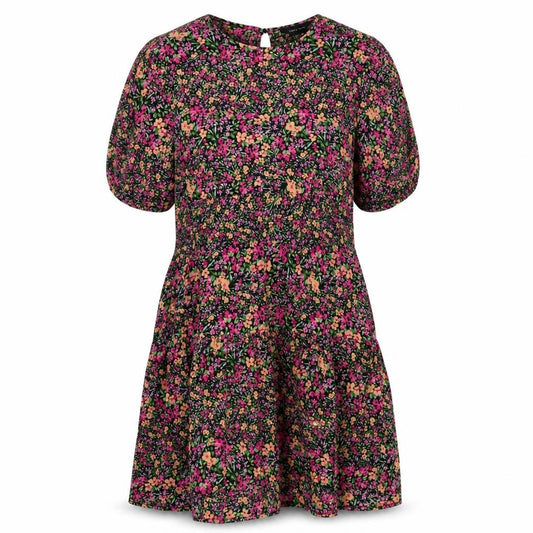 Front view of New Look women’s multicoloured floral viscose a-line, size UK 8, round neck button