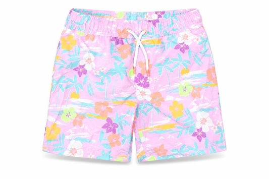 Marks and Spencer Boys Purple Geometric Polyester Bermuda Shorts Size 6-7 Years L6 in Regular Drawstring - Palm Tree, Beach, Leaves