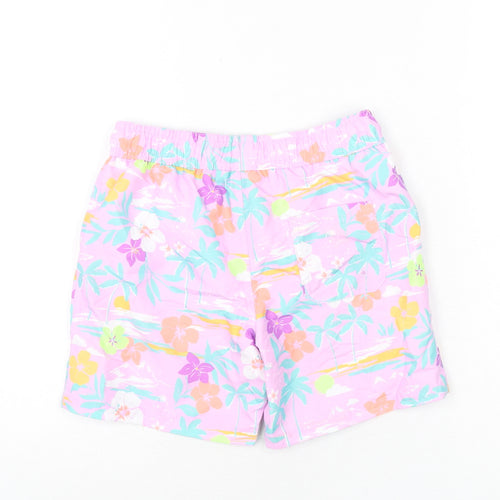 Marks and Spencer Boys Purple Geometric Polyester Bermuda Shorts Size 6-7 Years L6 in Regular Drawstring - Palm Tree, Beach, Leaves