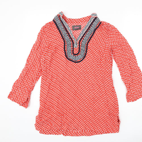 For Cynthia Womens Red Geometric Ramie Cover Up Size M