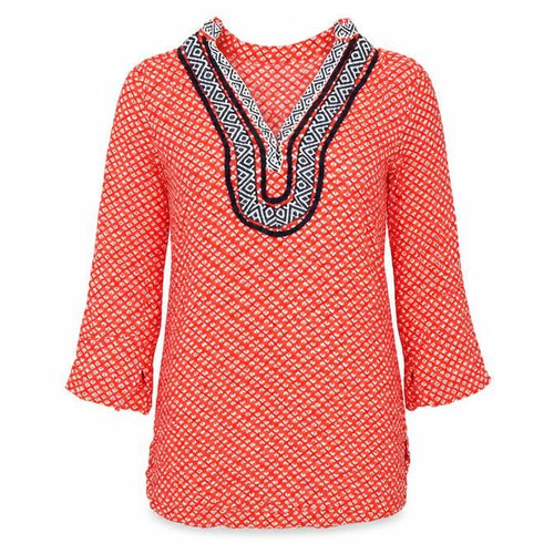For Cynthia Womens Red Geometric Ramie Cover Up Size M