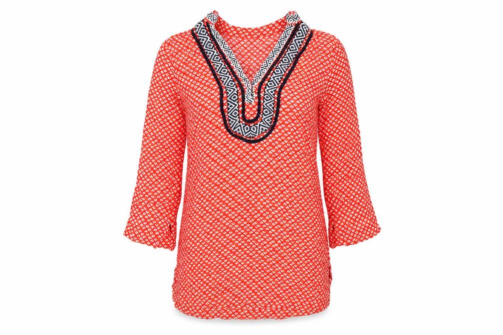 For Cynthia Womens Red Geometric Ramie Cover Up Size M