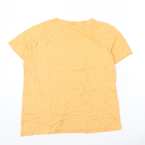 H&M Womens Orange Cotton Basic T-Shirt Size M Round Neck - Los Angeles, Palm Tree