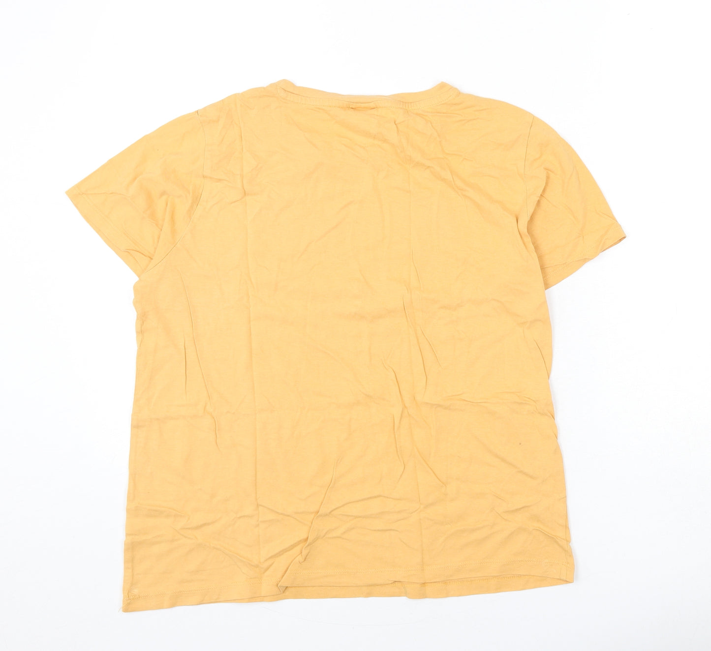 H&M Womens Orange Cotton Basic T-Shirt Size M Round Neck - Los Angeles, Palm Tree