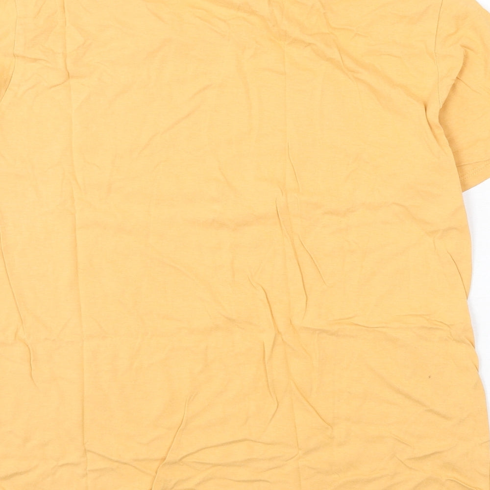 H&M Womens Orange Cotton Basic T-Shirt Size M Round Neck - Los Angeles, Palm Tree