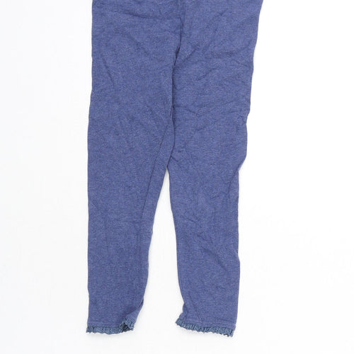NEXT Girls Blue Cotton Jegging Trousers Size 4-5 Years Regular Pullover - Lace Trim, Leggings