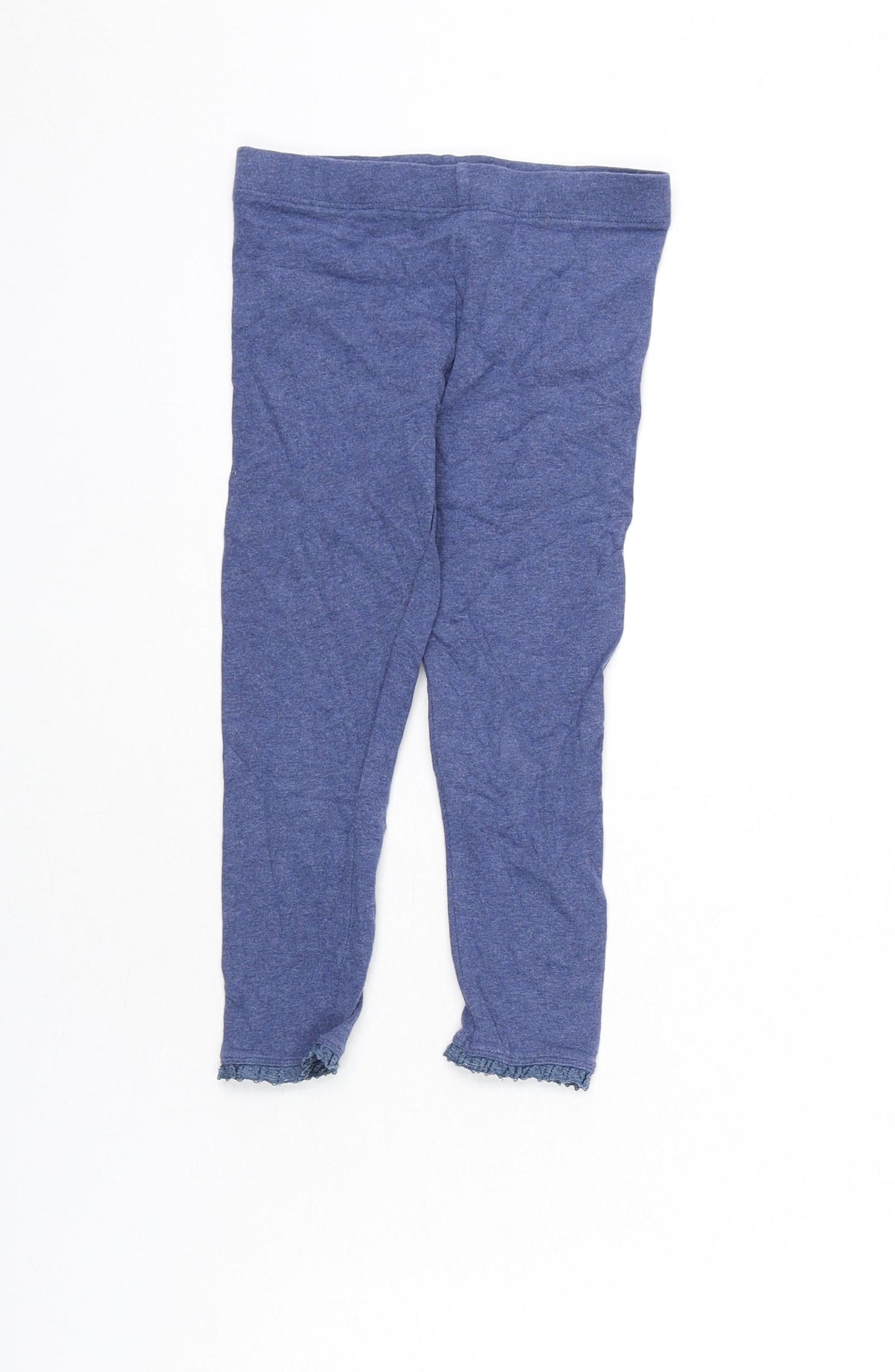 NEXT Girls Blue Cotton Jegging Trousers Size 4-5 Years Regular Pullover - Lace Trim, Leggings