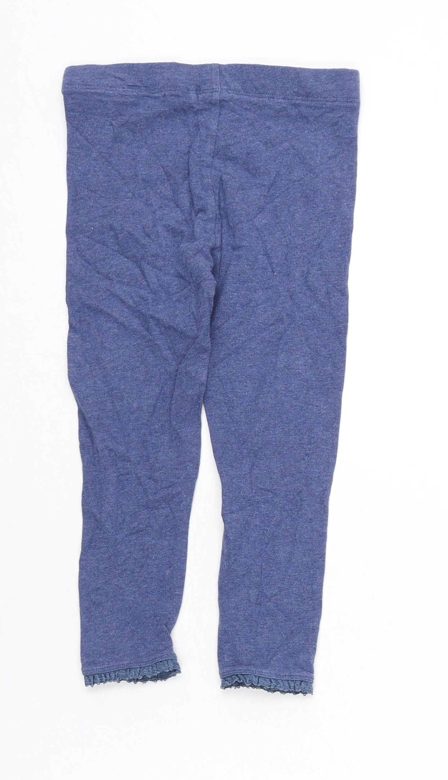 NEXT Girls Blue Cotton Jegging Trousers Size 4-5 Years Regular Pullover - Lace Trim, Leggings
