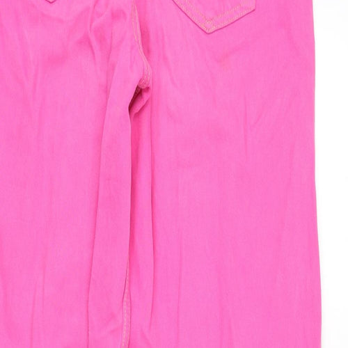 Zara Womens Pink Cotton Wide-Leg Jeans Size 8 L31 in Regular Zip