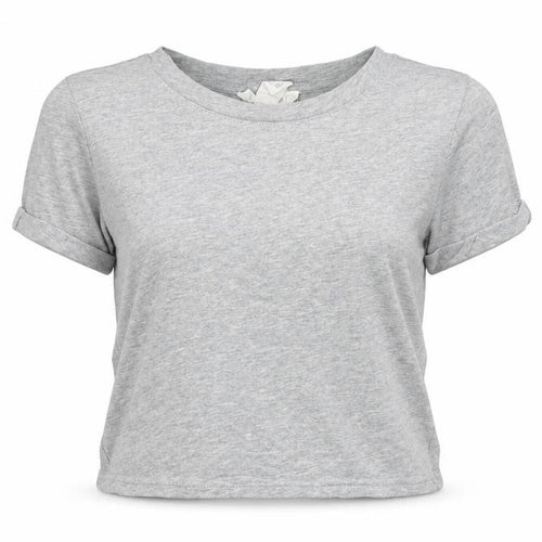 Forever 21 Womens Grey Polyester Cropped T-Shirt Size S Round Neck