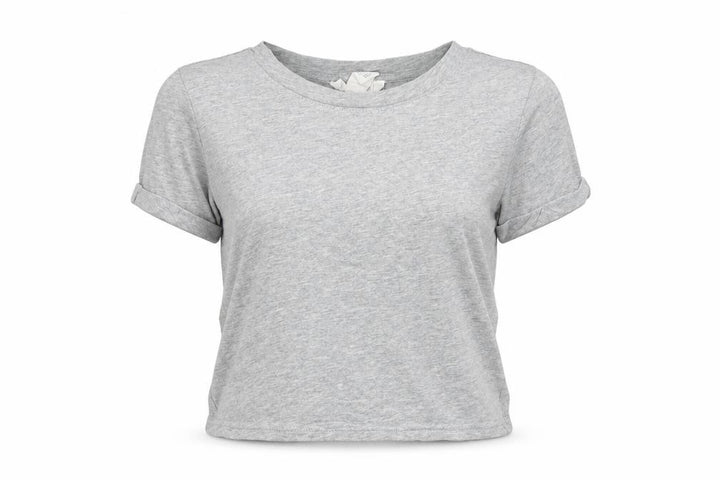 Forever 21 Womens Grey Polyester Cropped T-Shirt Size S Round Neck