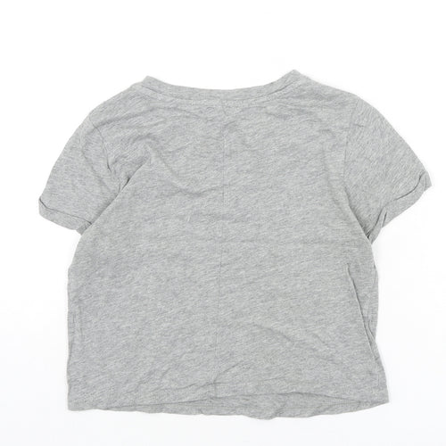 FOREVER 21 Womens Grey Polyester Cropped T-Shirt Size S Round Neck