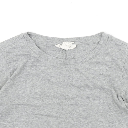 FOREVER 21 Womens Grey Polyester Cropped T-Shirt Size S Round Neck