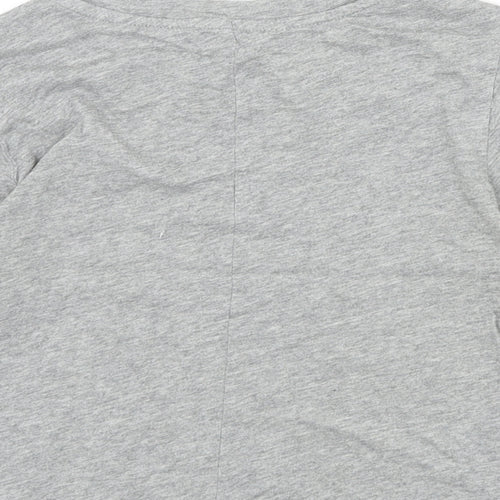 FOREVER 21 Womens Grey Polyester Cropped T-Shirt Size S Round Neck
