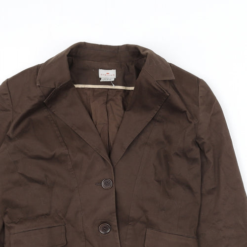 Cyrillus Womens Brown Jacket Blazer Size 10 Button