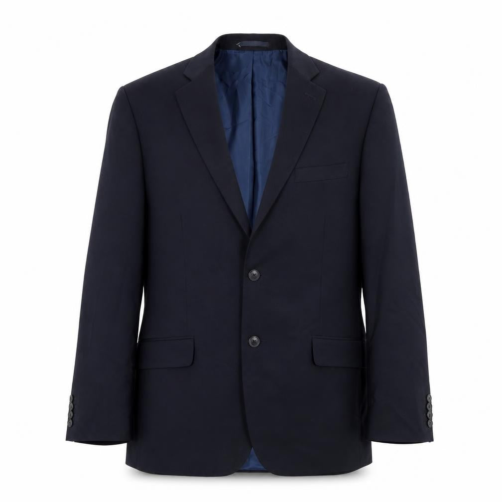 Front view of Marks & Spencer men’s blue wool jacket suit jacket, size 42, regular