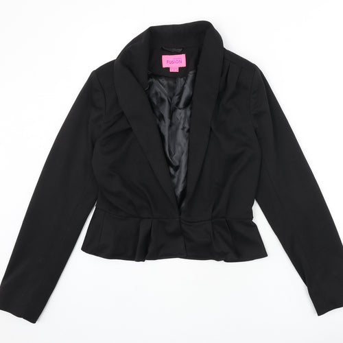 Monsoon Womens Black Jacket Blazer Size 12 Hook & Eye