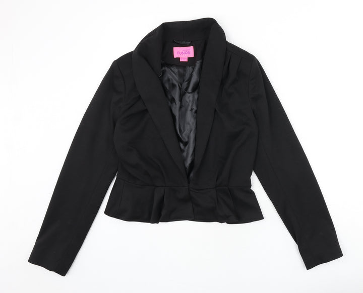 Monsoon Womens Black Jacket Blazer Size 12 Hook & Eye