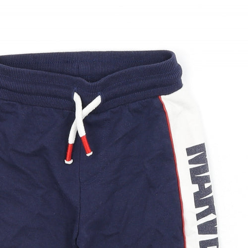 Marvel Boys Blue Cotton Sweat Shorts Size 2-3 Years Regular Drawstring