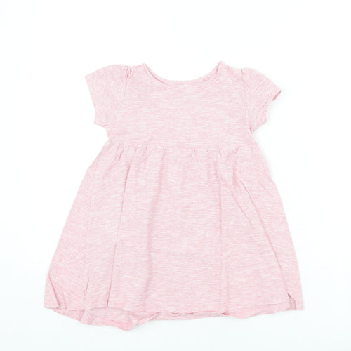 NEXT Girls Pink Striped Cotton A-Line Size 4-5 Years Round Neck Pullover