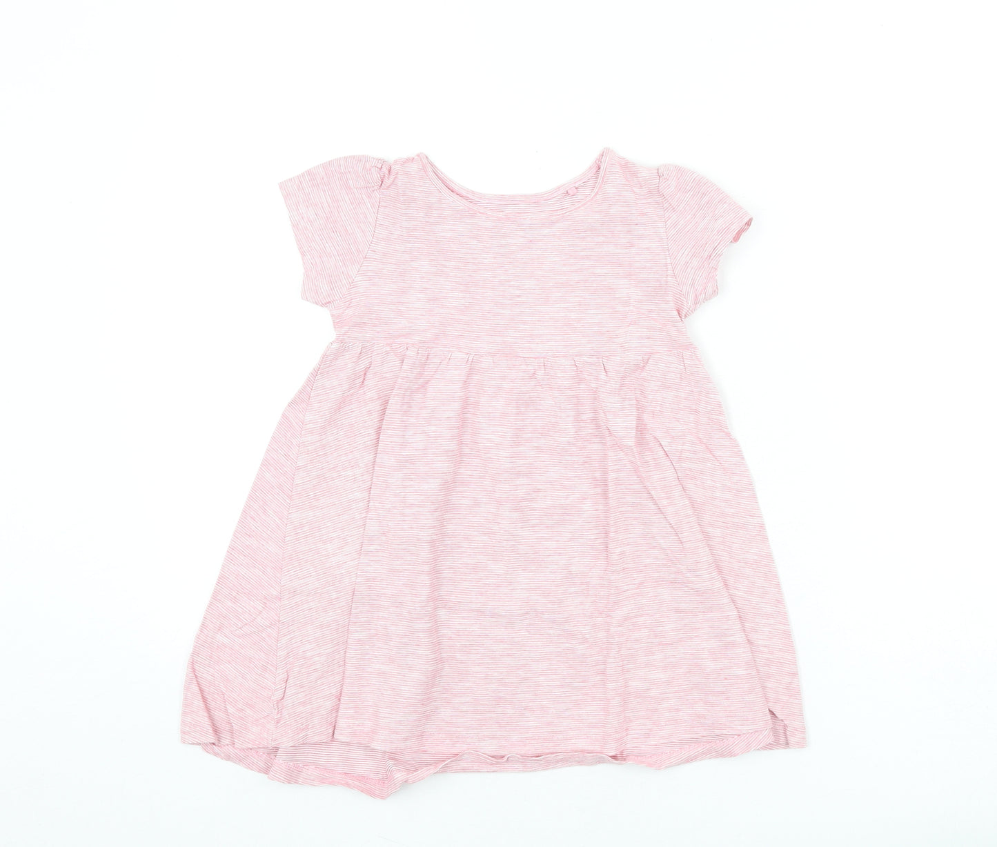 NEXT Girls Pink Striped Cotton A-Line Size 4-5 Years Round Neck Pullover