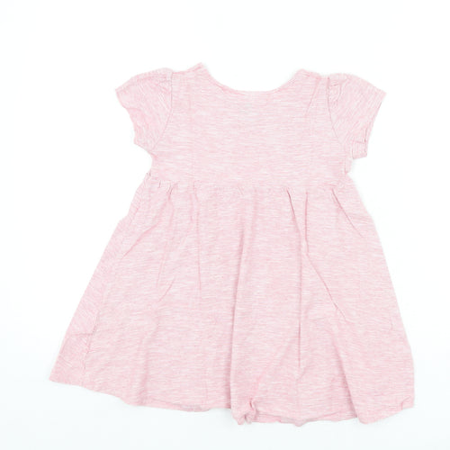 NEXT Girls Pink Striped Cotton A-Line Size 4-5 Years Round Neck Pullover